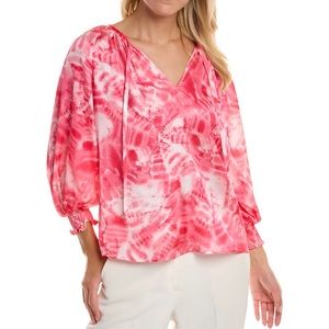 NWT Ramy Brook Randi Top in Pink and White Size M